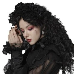 Pyon Pyon Bandeau Gothic Lolita 'Black Fairy' Noir -ALCHEMY GOTHIC shop bandeau gothic lolita black fairy noir 4