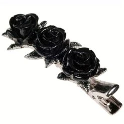 ALCHEMY GOTHIC Barrette à Cheveux 'Wild Black Rose'