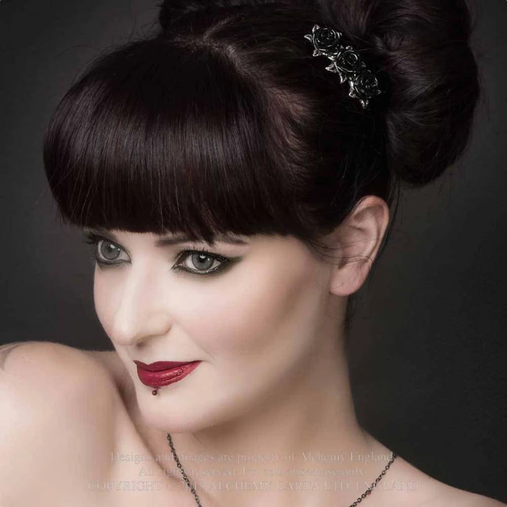 ALCHEMY GOTHIC Barrette à Cheveux 'Wild Black Rose' 6 ALCHEMY GOTHIC Barrette à Cheveux 'Wild Black Rose' – Image 4