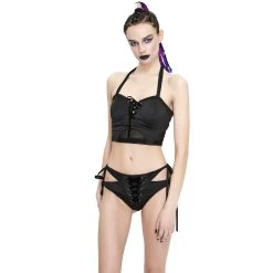 DEVIL FASHION Bas De Bikini 'Nimue' Noir -ALCHEMY GOTHIC shop bas de bikini nimue noir 4