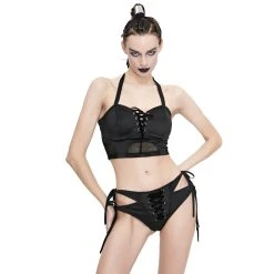 DEVIL FASHION Bas De Bikini 'Nimue' Noir -ALCHEMY GOTHIC shop bas de bikini nimue noir 5
