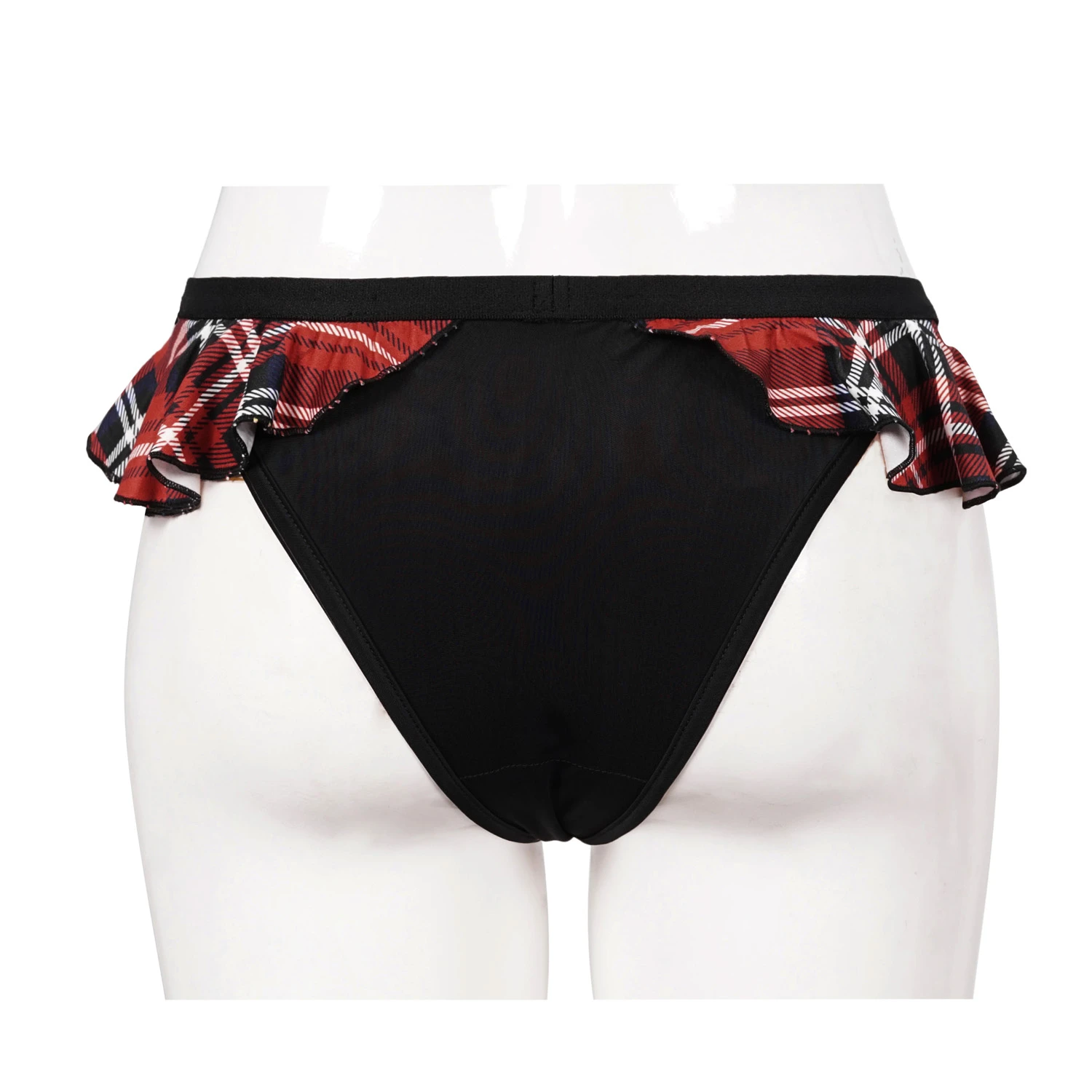 DEVIL FASHION Bas De Bikini 'Scotish' Noir Et Tartan Rouge 14 DEVIL FASHION Bas De Bikini 'Scotish' Noir Et Tartan Rouge – Image 12