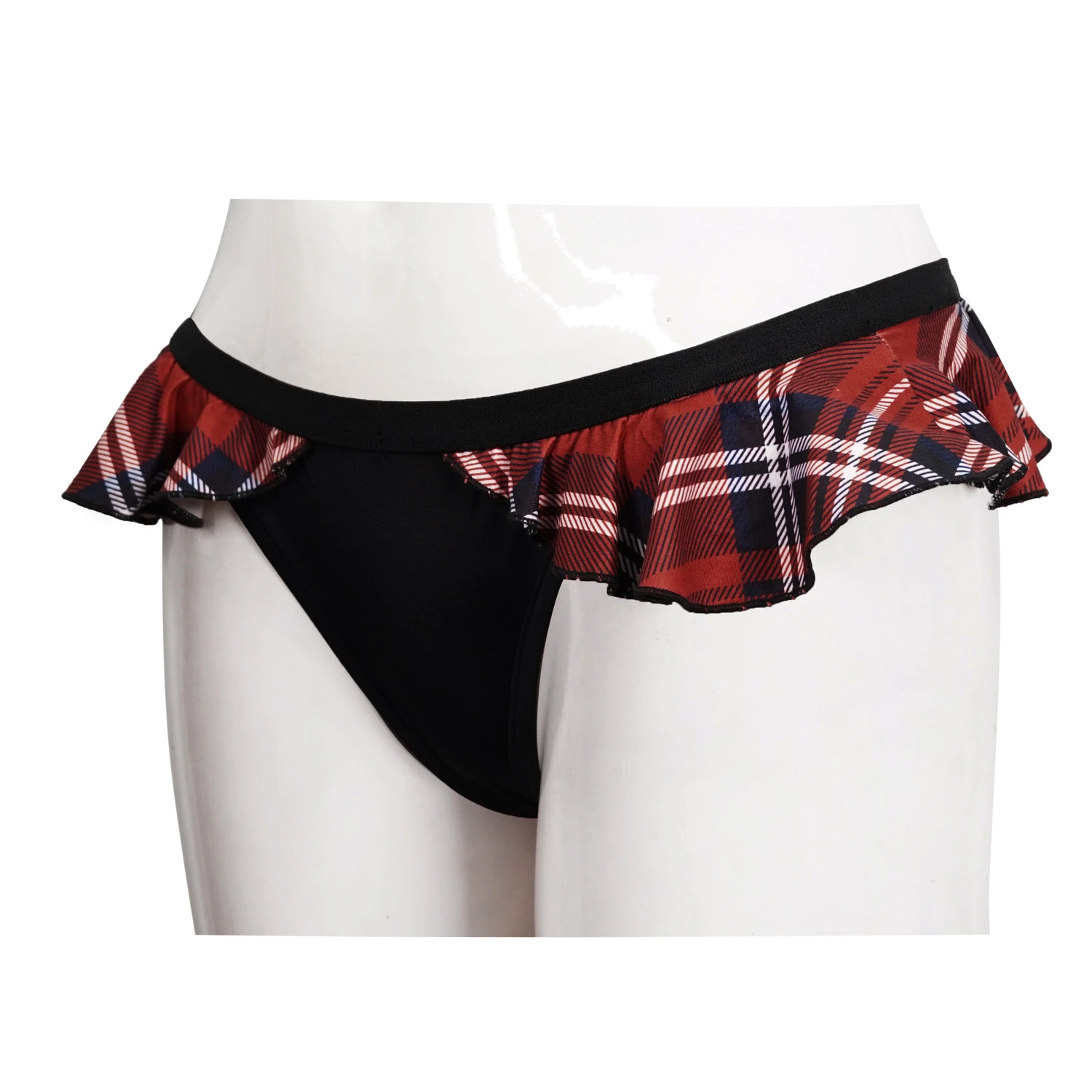 DEVIL FASHION Bas De Bikini 'Scotish' Noir Et Tartan Rouge 15 DEVIL FASHION Bas De Bikini 'Scotish' Noir Et Tartan Rouge – Image 13