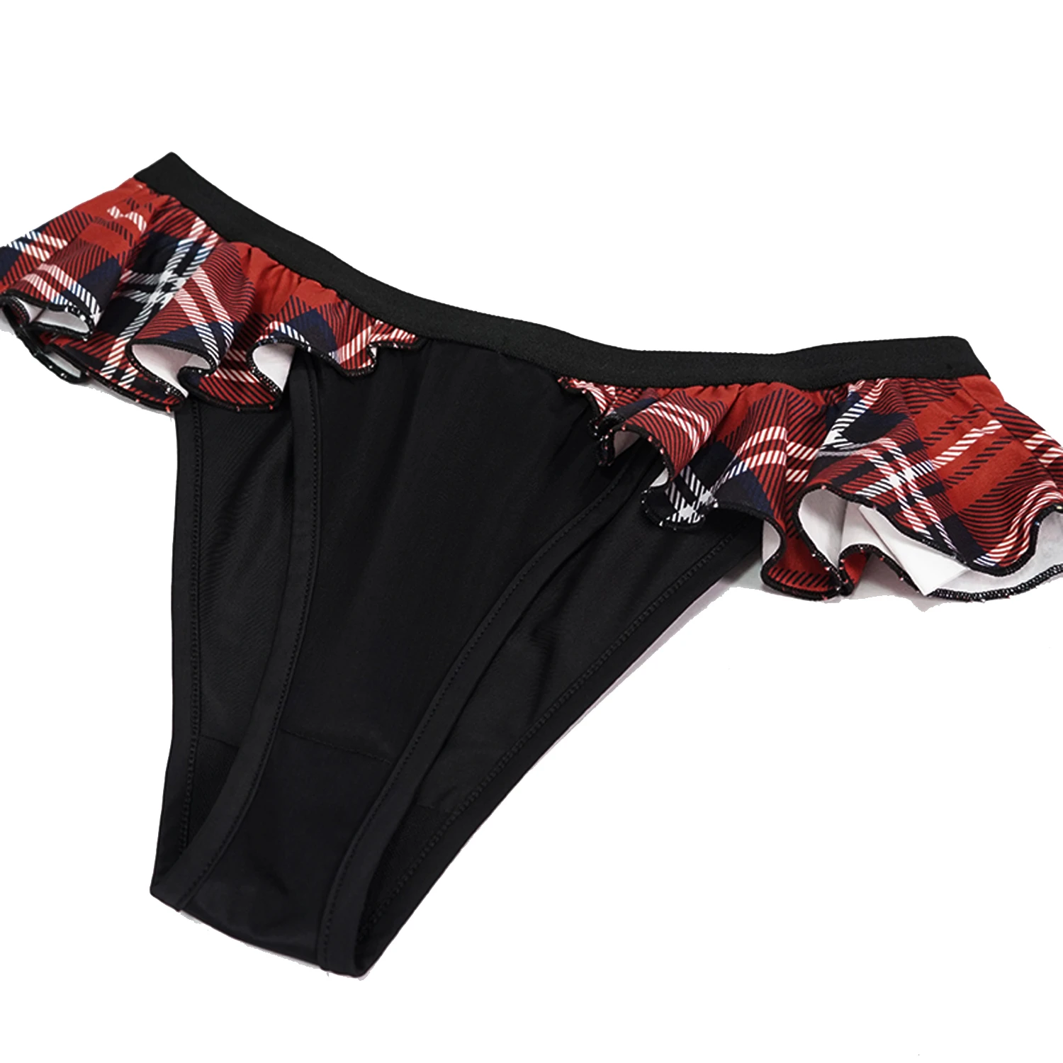 DEVIL FASHION Bas De Bikini 'Scotish' Noir Et Tartan Rouge 16 DEVIL FASHION Bas De Bikini 'Scotish' Noir Et Tartan Rouge – Image 14