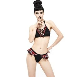 DEVIL FASHION Bas De Bikini 'Scotish' Noir Et Tartan Rouge 24 DEVIL FASHION Bas De Bikini 'Scotish' Noir Et Tartan Rouge -ALCHEMY GOTHIC shop bas de bikini scotish noir et tartan rouge 6
