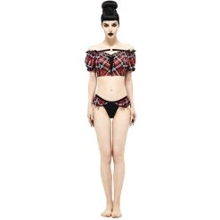 DEVIL FASHION Bas De Bikini 'Scotish' Noir Et Tartan Rouge 26 DEVIL FASHION Bas De Bikini 'Scotish' Noir Et Tartan Rouge -ALCHEMY GOTHIC shop bas de bikini scotish noir et tartan rouge 8