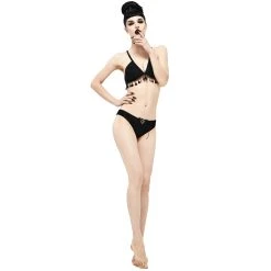 DEVIL FASHION Bikini 'Gothic Tassel' Noir -ALCHEMY GOTHIC shop bikini gothic tassel noir 10