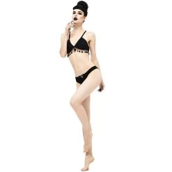 DEVIL FASHION Bikini 'Gothic Tassel' Noir -ALCHEMY GOTHIC shop bikini gothic tassel noir 11