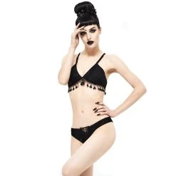DEVIL FASHION Bikini 'Gothic Tassel' Noir -ALCHEMY GOTHIC shop bikini gothic tassel noir 3