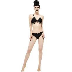 DEVIL FASHION Bikini 'Gothic Tassel' Noir -ALCHEMY GOTHIC shop bikini gothic tassel noir 8