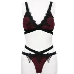 DEVIL FASHION Bikini 'Narcissa' Bordeaux Et Noir