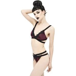 DEVIL FASHION Bikini 'Narcissa' Bordeaux Et Noir -ALCHEMY GOTHIC shop bikini narcissa bordeaux et noir 5