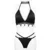 DEVIL FASHION Bikini 'Narcissa' Noir Avec Tour De Cou En Dentelle -ALCHEMY GOTHIC shop bikini narcissa noir avec tour de cou en dentelle