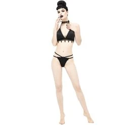 DEVIL FASHION Bikini 'Narcissa' Noir Avec Tour De Cou En Dentelle 28 DEVIL FASHION Bikini 'Narcissa' Noir Avec Tour De Cou En Dentelle -ALCHEMY GOTHIC shop bikini narcissa noir avec tour de cou en dentelle 7