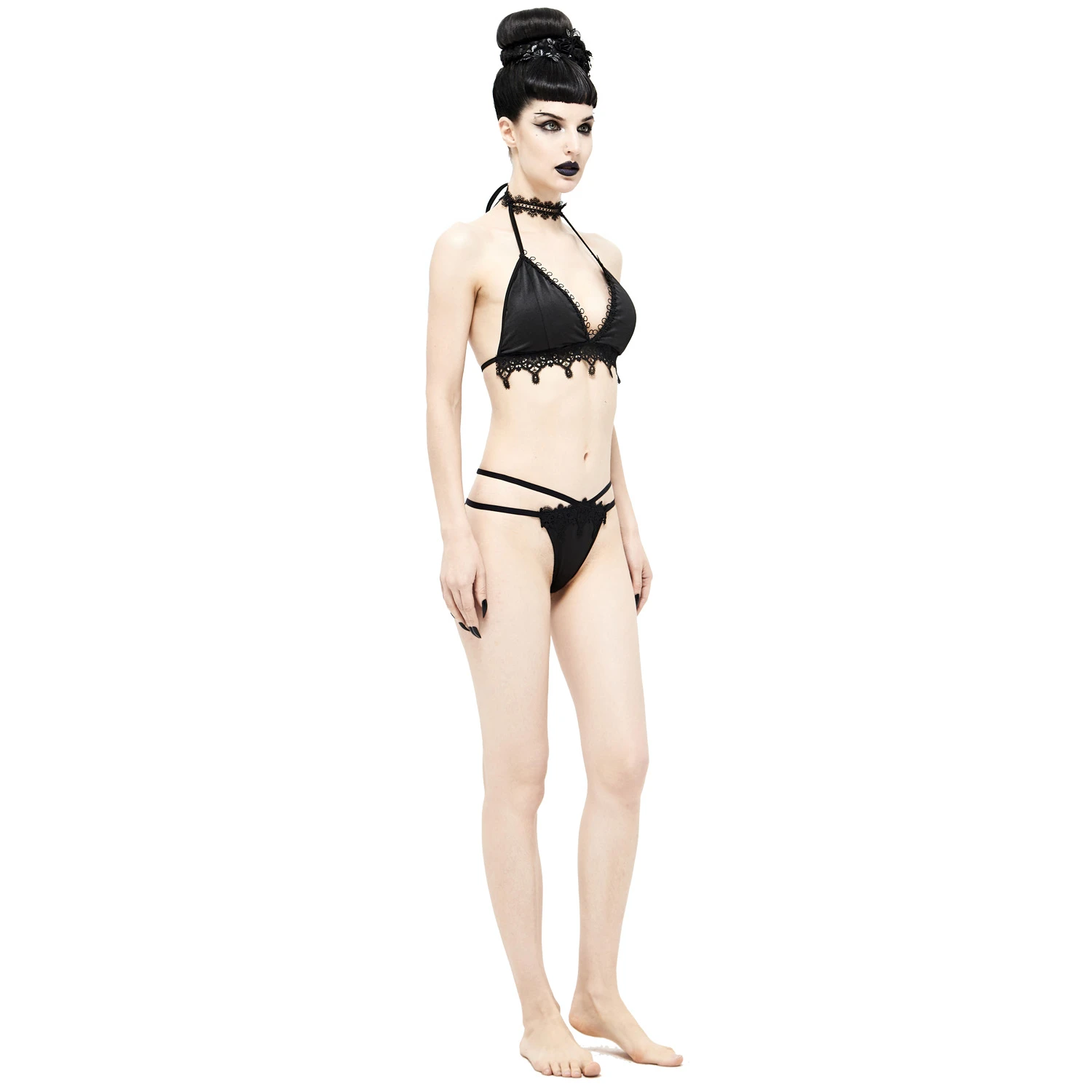 DEVIL FASHION Bikini 'Narcissa' Noir Avec Tour De Cou En Dentelle 12 DEVIL FASHION Bikini 'Narcissa' Noir Avec Tour De Cou En Dentelle – Image 10