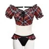 DEVIL FASHION Bikini 'Scotish' En Tartan Rouge 1 DEVIL FASHION Bikini 'Scotish' En Tartan Rouge -ALCHEMY GOTHIC shop bikini scotish en tartan rouge