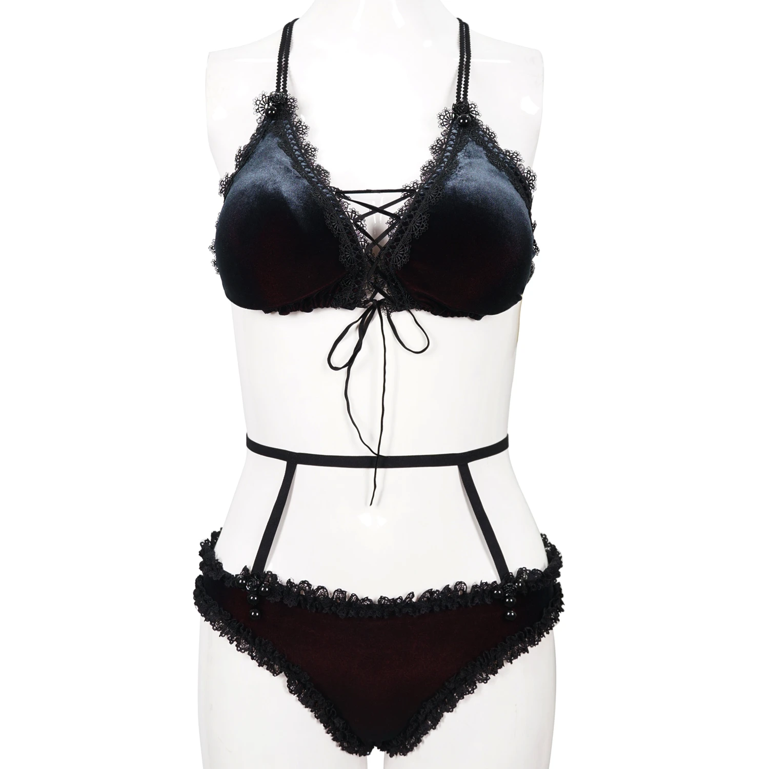 DEVIL FASHION Bikini 'Sexy Velvet' Noir Et Rouge 3 DEVIL FASHION Bikini 'Sexy Velvet' Noir Et Rouge