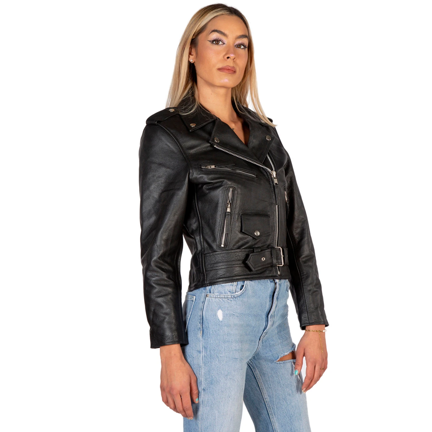 NEW ROCK Blouson En Cuir 'Buffalo Brando' Noir Pour Femmes 6 NEW ROCK Blouson En Cuir 'Buffalo Brando' Noir Pour Femmes – Image 4