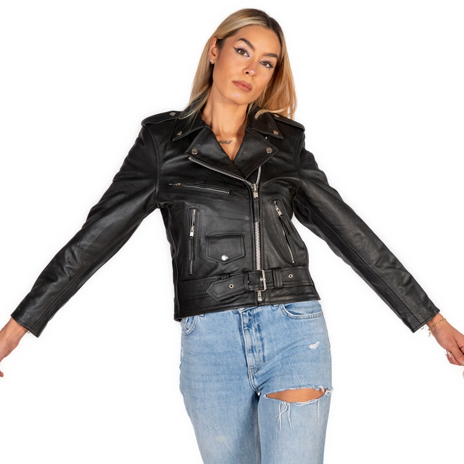 NEW ROCK Blouson En Cuir 'Buffalo Brando' Noir Pour Femmes 7 NEW ROCK Blouson En Cuir 'Buffalo Brando' Noir Pour Femmes – Image 5