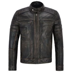 NEW ROCK Blouson En Cuir Vieilli Pour Hommes