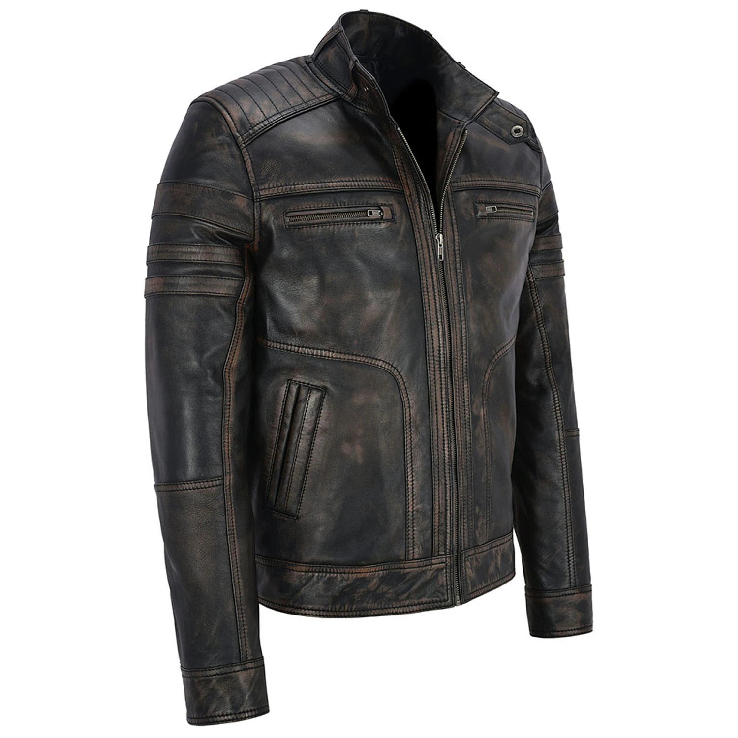 NEW ROCK Blouson En Cuir Vieilli Pour Hommes 10 NEW ROCK Blouson En Cuir Vieilli Pour Hommes – Image 8