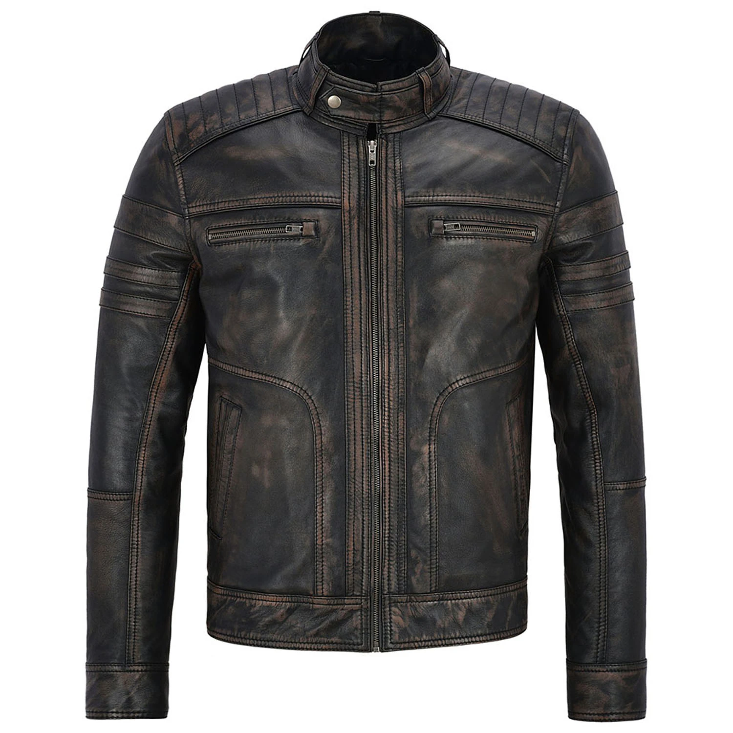 NEW ROCK Blouson En Cuir Vieilli Pour Hommes 3 NEW ROCK Blouson En Cuir Vieilli Pour Hommes