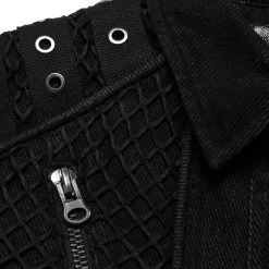 PUNK RAVE Blouson 'Punk Ragged' En Jean Noir -ALCHEMY GOTHIC shop blouson punk ragged en jean noir 11