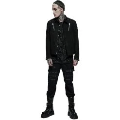 PUNK RAVE Blouson 'Punk Ragged' En Jean Noir -ALCHEMY GOTHIC shop blouson punk ragged en jean noir 5
