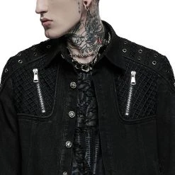 PUNK RAVE Blouson 'Punk Ragged' En Jean Noir -ALCHEMY GOTHIC shop blouson punk ragged en jean noir 6