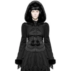 Pyon Pyon Boléro Gothic Lolita 'Melissa' Noir à Capuche -ALCHEMY GOTHIC shop bolero gothic lolita melissa noir a capuche 1