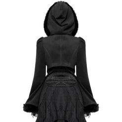 Pyon Pyon Boléro Gothic Lolita 'Melissa' Noir à Capuche -ALCHEMY GOTHIC shop bolero gothic lolita melissa noir a capuche 2