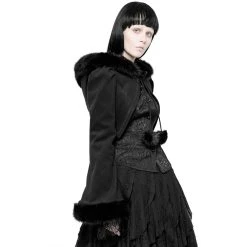 Pyon Pyon Boléro Gothic Lolita 'Melissa' Noir à Capuche -ALCHEMY GOTHIC shop bolero gothic lolita melissa noir a capuche 4