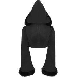 Pyon Pyon Boléro Gothic Lolita 'Melissa' Noir à Capuche -ALCHEMY GOTHIC shop bolero gothic lolita melissa noir a capuche 6