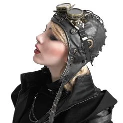 PUNK RAVE Bonnet D'Aviateur 'Bunker Bomber' Noir 15 PUNK RAVE Bonnet D'Aviateur 'Bunker Bomber' Noir -ALCHEMY GOTHIC shop bonnet d aviateur bunker bomber noir 2