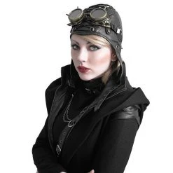 PUNK RAVE Bonnet D'Aviateur 'Bunker Bomber' Noir 16 PUNK RAVE Bonnet D'Aviateur 'Bunker Bomber' Noir -ALCHEMY GOTHIC shop bonnet d aviateur bunker bomber noir 3