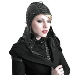 PUNK RAVE Bonnet D'Aviateur 'Bunker Bomber' Noir 18 PUNK RAVE Bonnet D'Aviateur 'Bunker Bomber' Noir -ALCHEMY GOTHIC shop bonnet d aviateur bunker bomber noir 5
