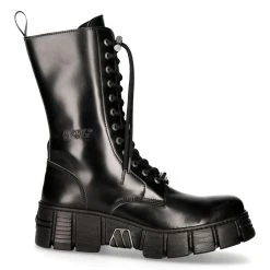 Bottes Hautes New Rock Wall En Cuir Antik Noires