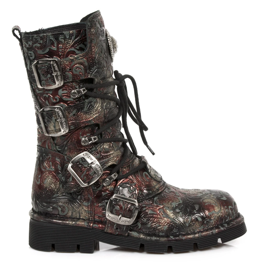 Bottes New Rock Comfort Light En Cuir Vintage Flower... 3 Bottes New Rock Comfort Light En Cuir Vintage Flower...