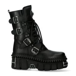 Bottes New Rock Metallic En Cuir Itali Et Nomada Noirs