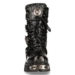 Bottes New Rock Metallic En Cuir Vintage Flower Noir -ALCHEMY GOTHIC shop bottes new rock metallic en cuir vintage flower noir 2