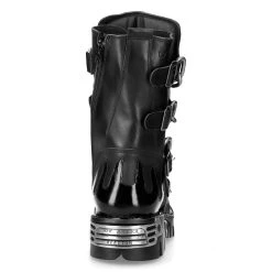 Bottes New Rock Metallic Itali Noir Et Skull En Cuir... -ALCHEMY GOTHIC shop bottes new rock metallic itali noir et skull en cuir noir verni avec clous et chaines 4