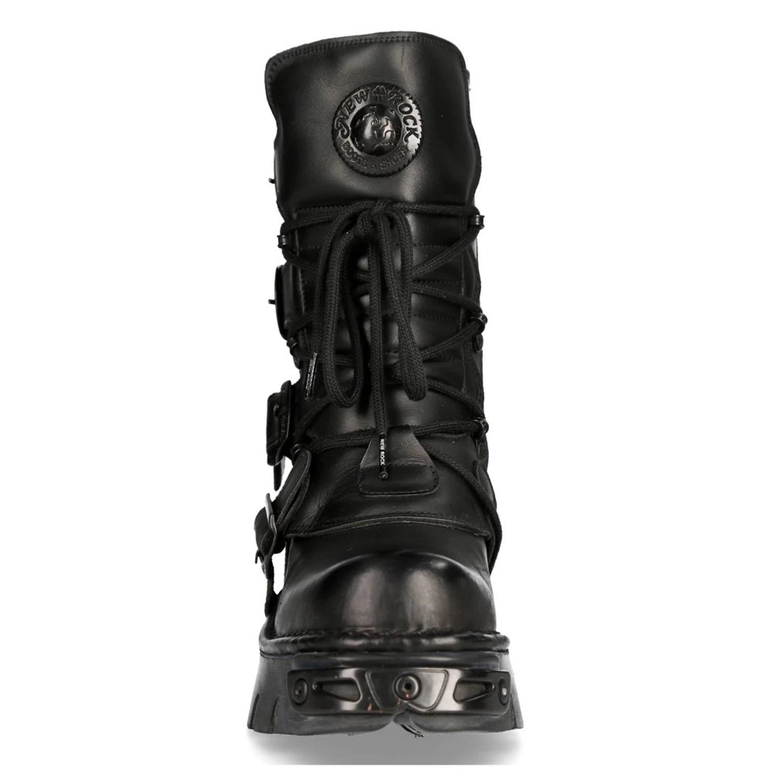Bottes New Rock Metallic Oxido En Cuir Noir 5 Bottes New Rock Metallic Oxido En Cuir Noir – Image 3