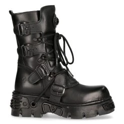 Bottes New Rock Metallic Oxido En Cuir Noir