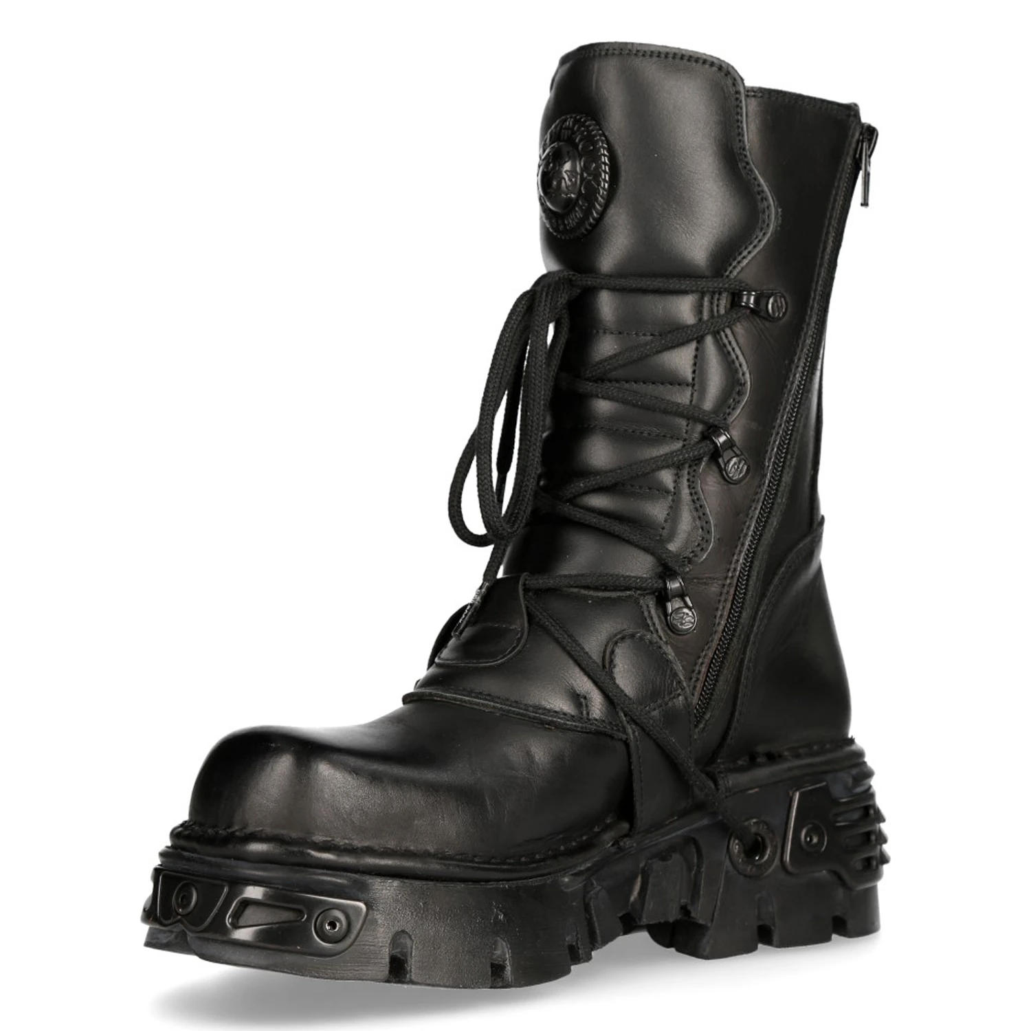 Bottes New Rock Metallic Oxido En Cuir Noir 6 Bottes New Rock Metallic Oxido En Cuir Noir – Image 4