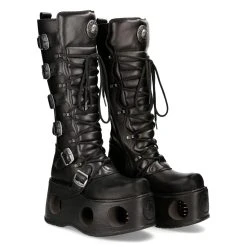 Bottes Plateformes Hautes New Rock Metallic En Cuir... -ALCHEMY GOTHIC shop bottes plateformes hautes new rock metallic en cuir itali et nomada noirs 7