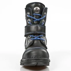 Bottines Enfants New Rock Kid En Cuir Itali Noir... -ALCHEMY GOTHIC shop bottines enfants new rock kid en cuir itali noir avec coutures bleues 2