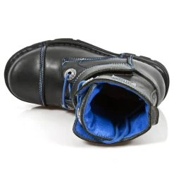 Bottines Enfants New Rock Kid En Cuir Itali Noir... -ALCHEMY GOTHIC shop bottines enfants new rock kid en cuir itali noir avec coutures bleues 6