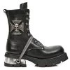 NEW ROCK Bottines Neo Biker En Cuir Itali Noir Avec Skull Et... -ALCHEMY GOTHIC shop bottines neo biker en cuir itali noir avec skull et croix de malte