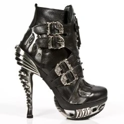 Bottines New Rock Magneto En Cuir Nomada Noir Et...