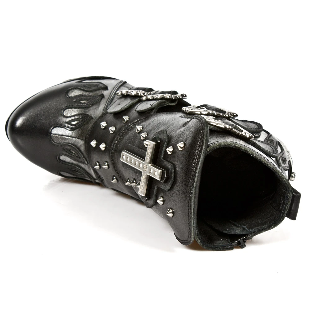 Bottines New Rock Magneto En Cuir Nomada Noir Et... 9 Bottines New Rock Magneto En Cuir Nomada Noir Et... – Image 7